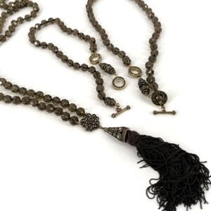 Lot of 3‎ Heidi Daus Womens Faceted Crystal Tassel Toggle Drop Necklace Smoky